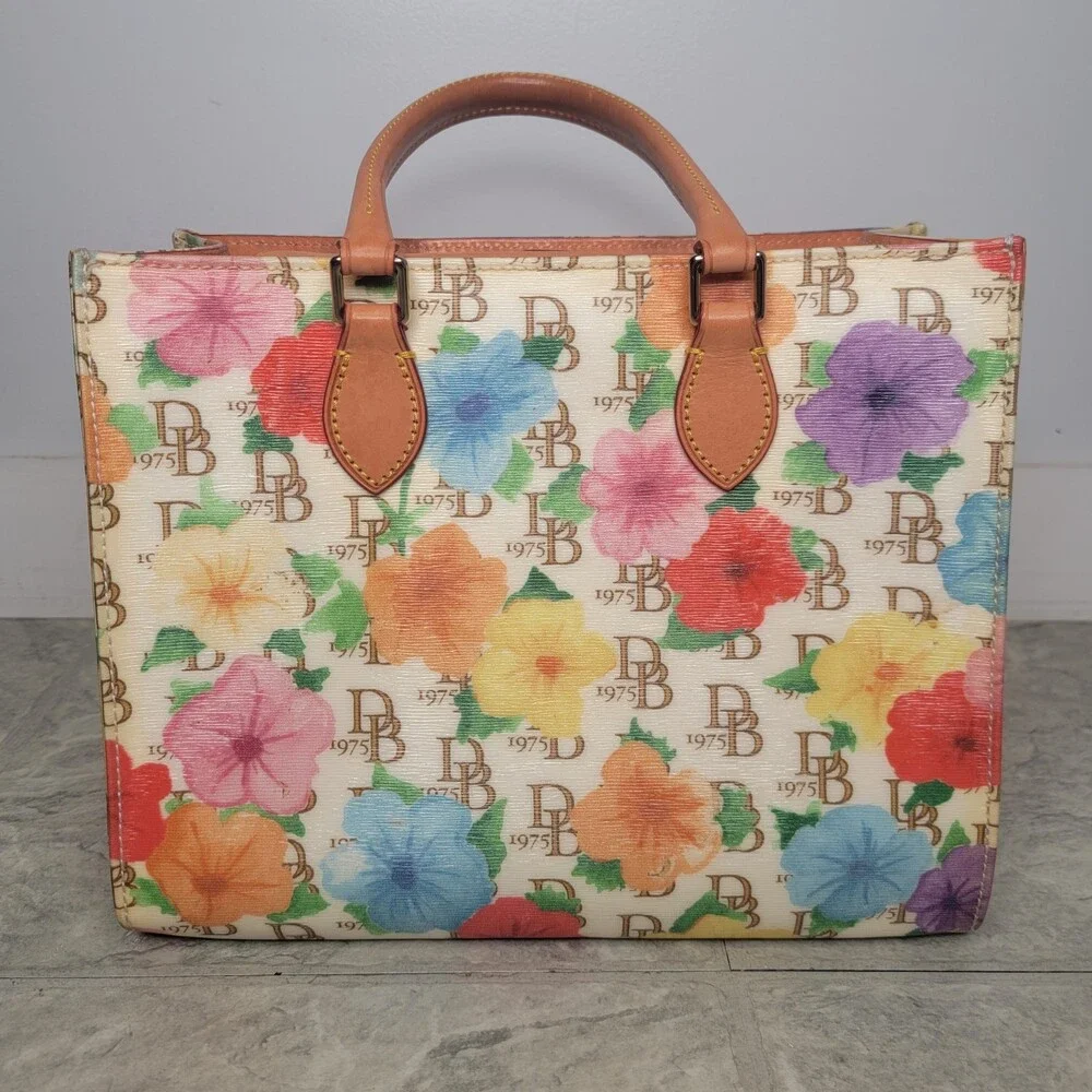 Dooney & Bourke Janine Rainbow Floral Print Coated Cotton Satchel